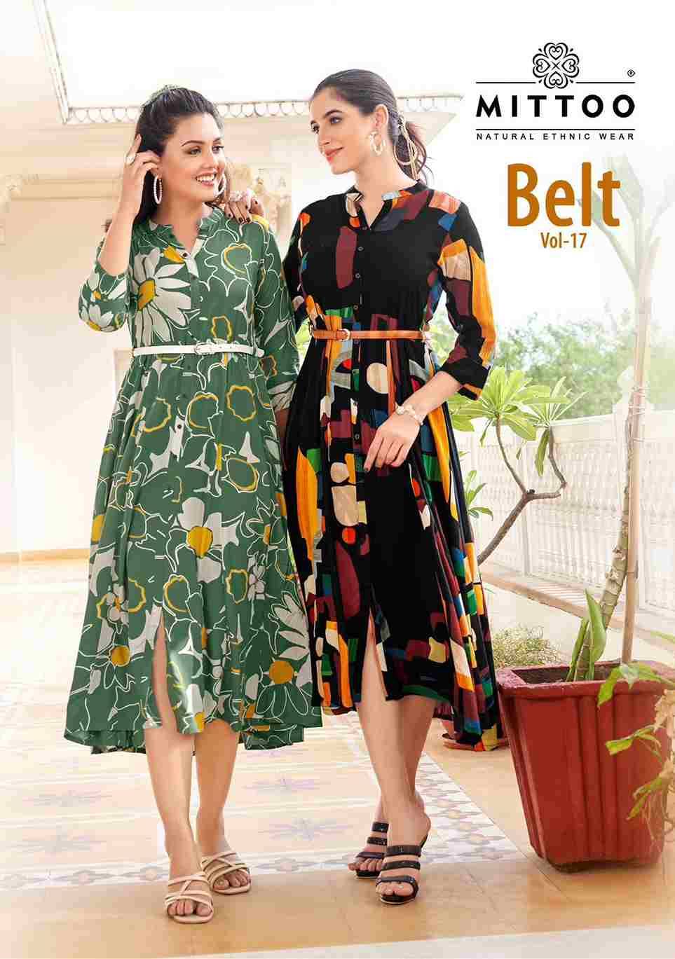 Belt Vol-17 By Mittoo 1419 To 1424 Series Designer Stylish Fancy Colorful Beautiful Party Wear & Ethnic Wear Collection Rayon Print Kurtis At Wholesale Price