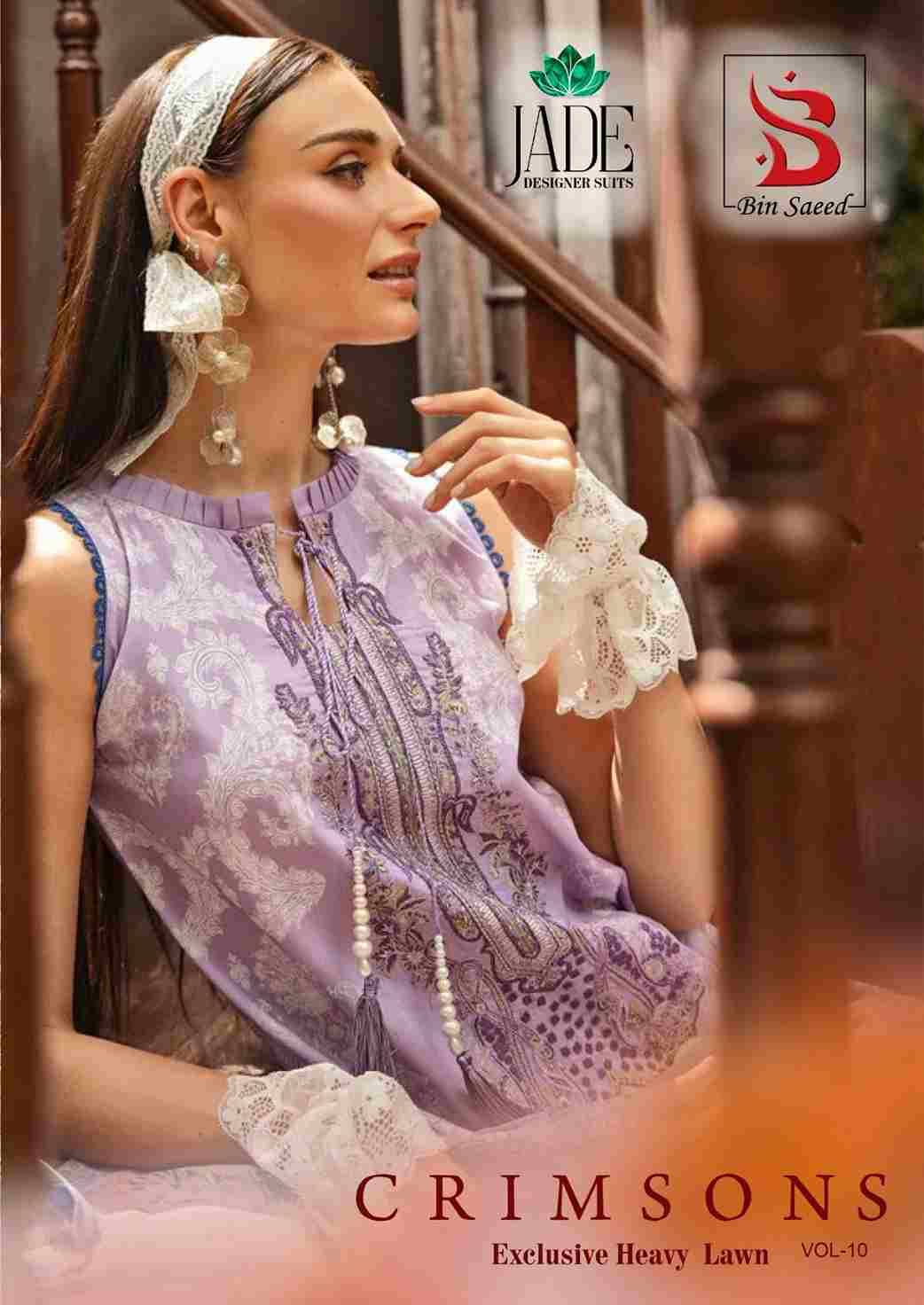 Crimsons Vol-10 By Jade 10001 To 10006 Series Beautiful Festive Suits Colorful Stylish Fancy Casual Wear & Ethnic Wear Pure Lawn Cotton Embroidered Dresses At Wholesale Price