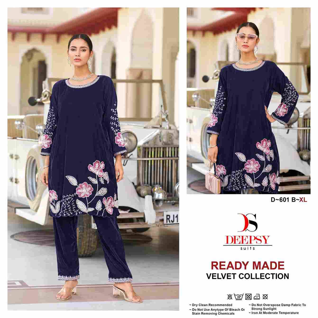 Deepsy Hit Design 601 Colours By Deepsy Suits 601-A To 601-D Series Designer Pakistani Suits Collection Beautiful Stylish Fancy Colorful Party Wear & Occasional Wear Velvet Kurtis With Bottom At Wholesale Price