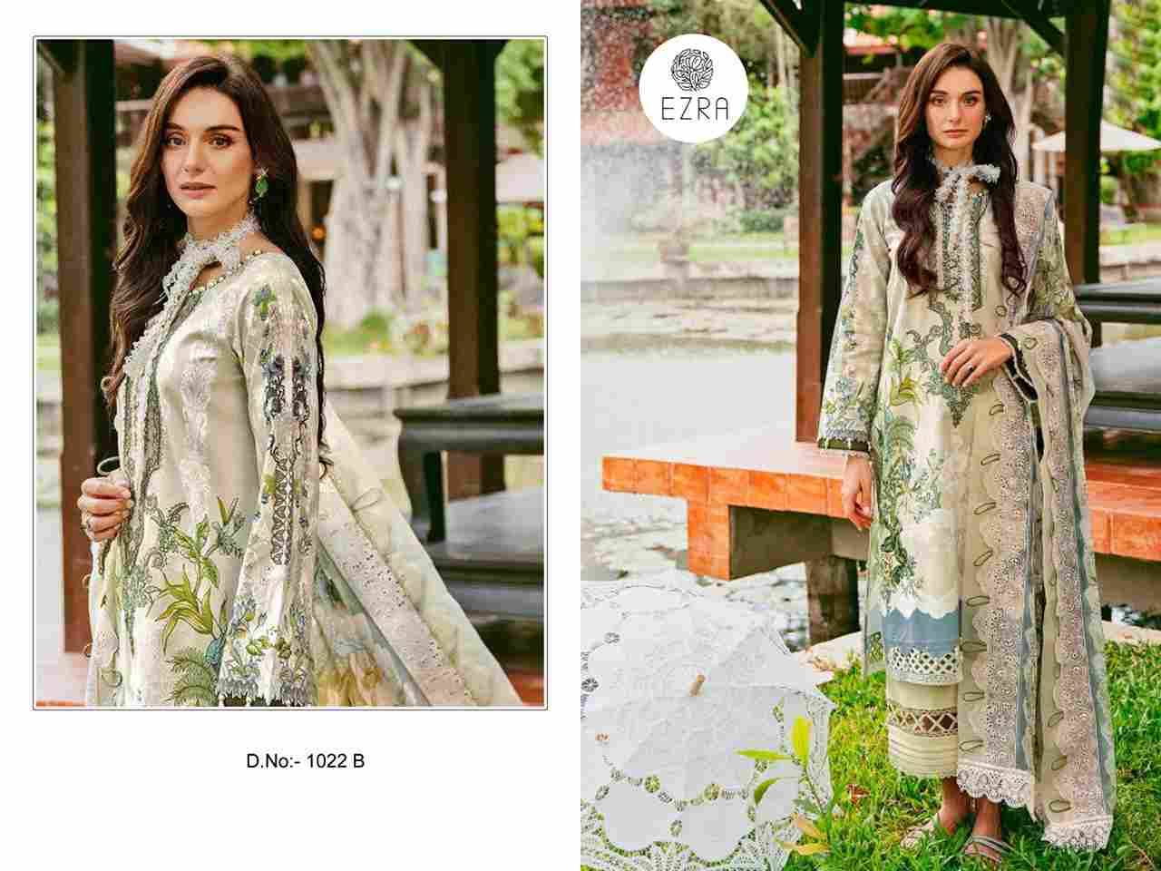 Ezra 1022 Colours By Ezra 1022-A To 1022-B Series Pakistani Suits Beautiful Fancy Colorful Stylish Party Wear & Occasional Wear Pure Cotton Embroidery Dresses At Wholesale Price