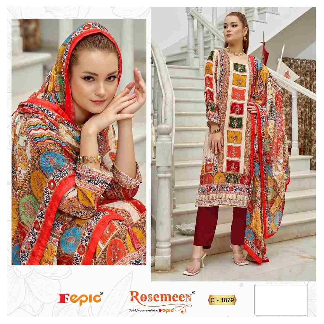 Fepic Hit Design 1879 By Fepic Beautiful Pakistani Suits Colorful Stylish Fancy Casual Wear & Ethnic Wear Pure Crepe Embroidered Dresses At Wholesale Price