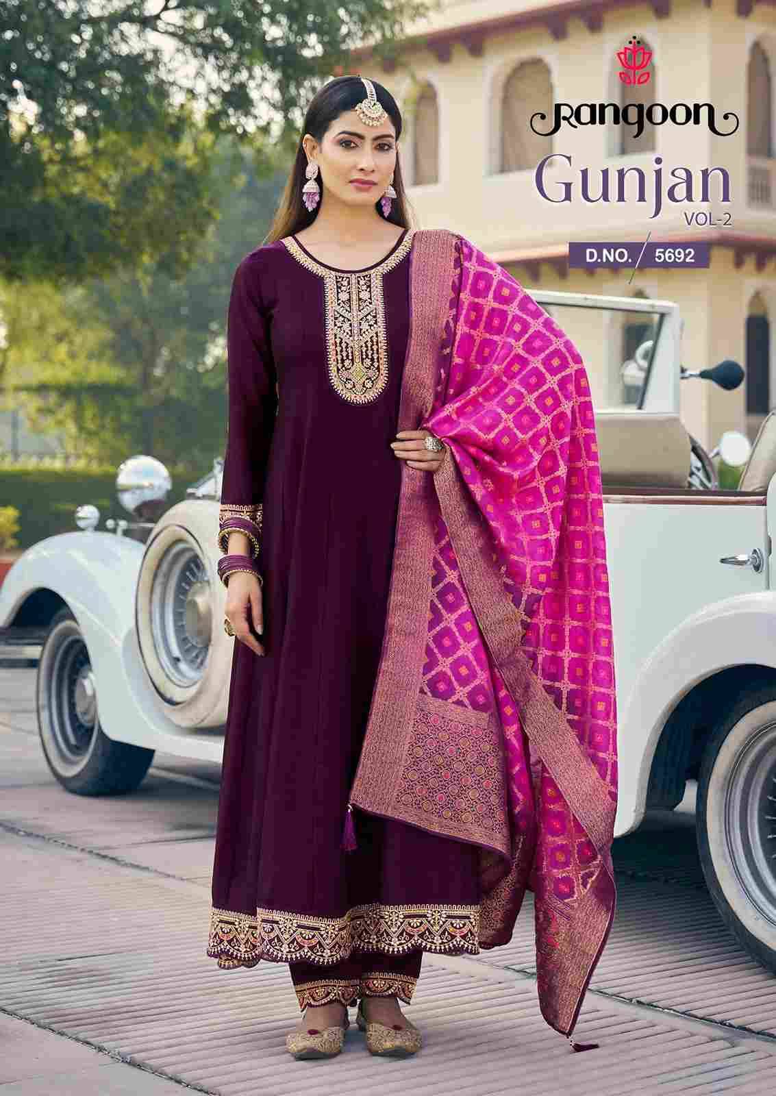 Gunjan Vol-2 By Rangoon 5691 To 5696 Series Beautiful Stylish Festive Suits Fancy Colorful Casual Wear & Ethnic Wear & Ready To Wear Silk Embroidered Dresses At Wholesale Price