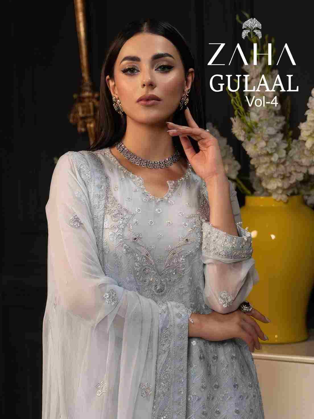 Gulaal Vol-4 By Zaha 10244 To 10246 Series Designer Pakistani Suits Beautiful Stylish Fancy Colorful Party Wear & Occasional Wear Faux Georgette With Embroidery Dresses At Wholesale Price