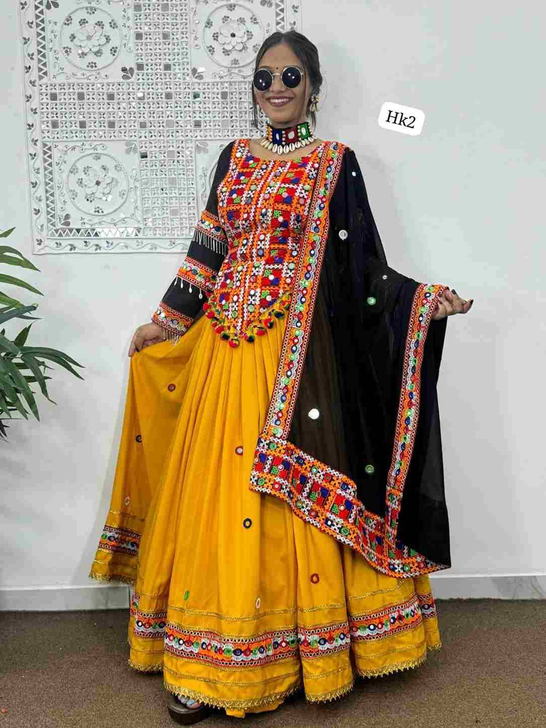 Hk-02 By Fashid Wholesale 01 To 02 Series Designer Beautiful Navratri Collection Occasional Wear & Party Wear Heavy Cotton Polyester Print Lehengas At Wholesale Price