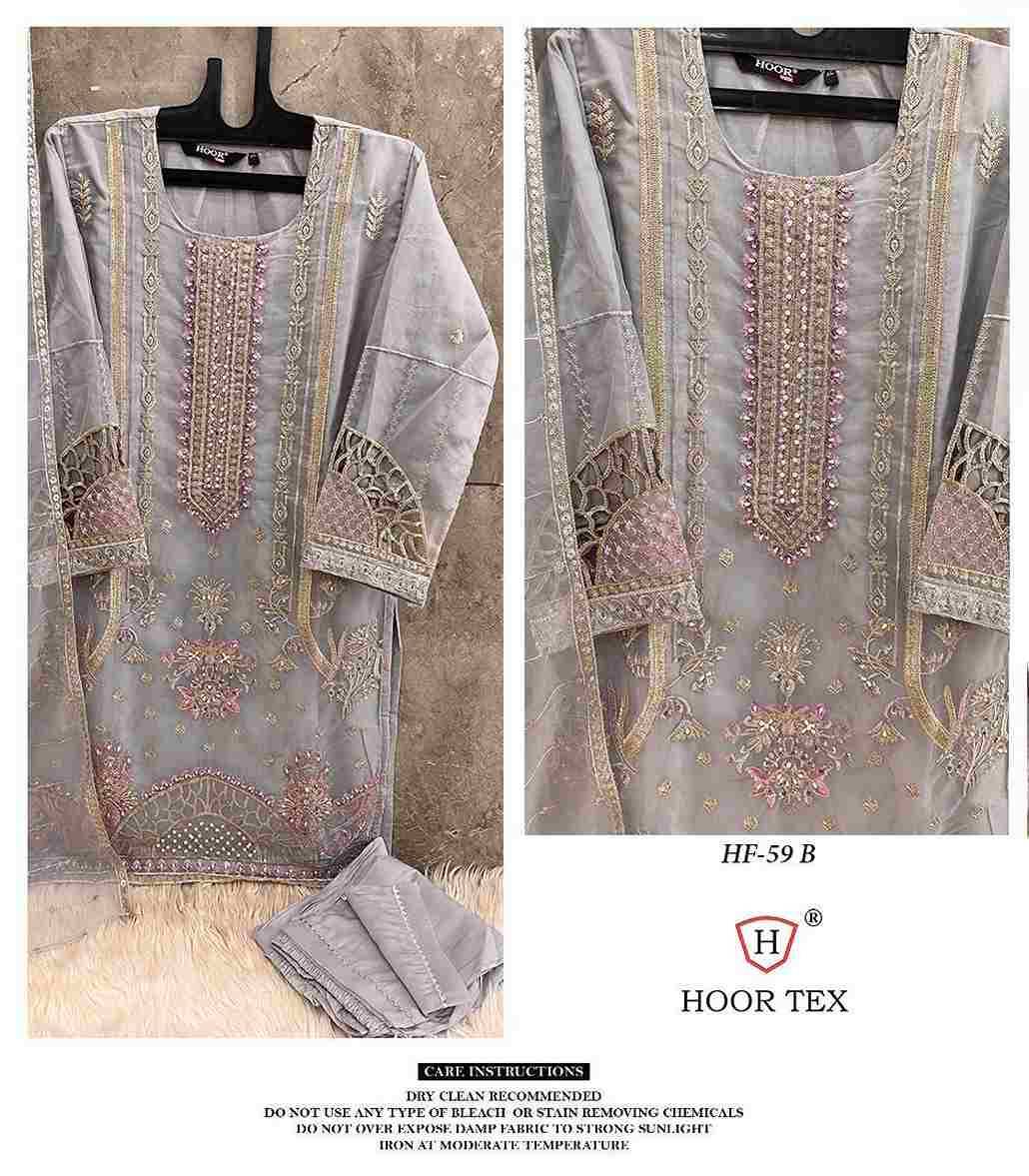 Hoor Tex Hit Design HF-59 Colours By Hoor Tex HF-59-A To HF-59-D Series Designer Festive Pakistani Suits Collection Beautiful Stylish Fancy Colorful Party Wear & Occasional Wear Heavy Organza With Embroidered Dresses At Wholesale Price