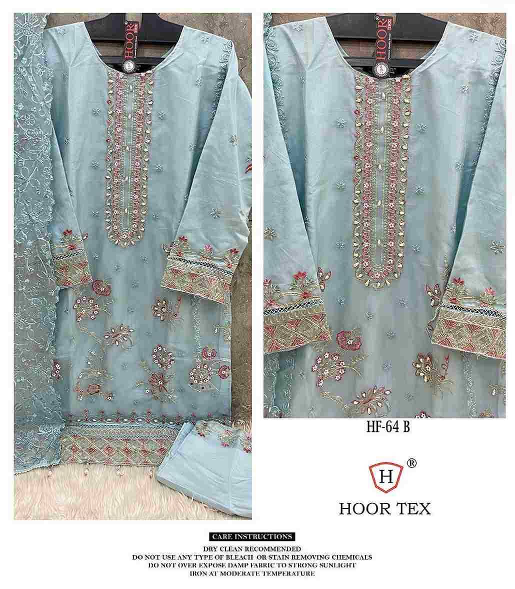 Hoor Tex Hit Design HF-64 Colours By Hoor Tex HF-64-A To HF-64-D Series Designer Festive Pakistani Suits Collection Beautiful Stylish Fancy Colorful Party Wear & Occasional Wear Heavy Organza With Embroidered Dresses At Wholesale Price