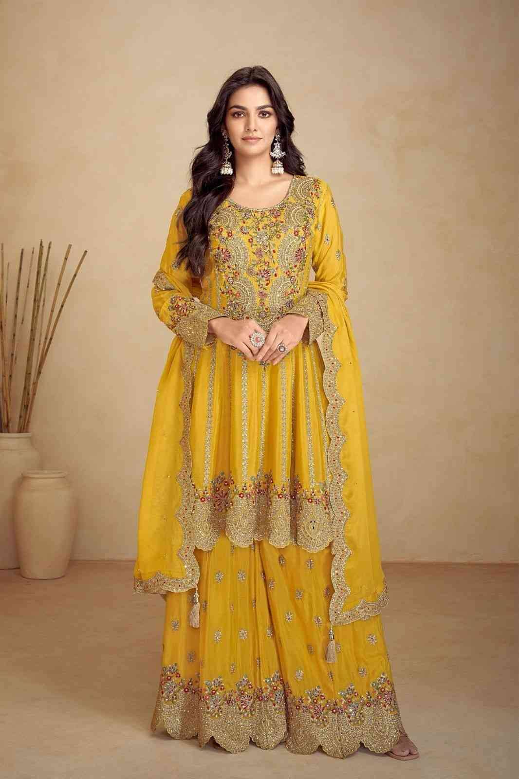 Jalwa By Gulkayra Designer 7502-A To 7502-E Series Designer Sharara Suits Beautiful Fancy Colorful Stylish Party Wear & Occasional Wear Heavy Chinnon Dresses At Wholesale Price