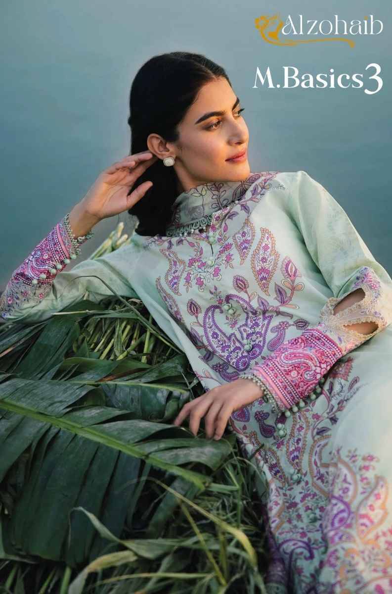 M.Basics Vol-3 By Alzohaib 1056 To 1057 Series Beautiful Pakistani Suits Stylish Fancy Colorful Party Wear & Occasional Wear Pure Cotton Print Dresses At Wholesale Price