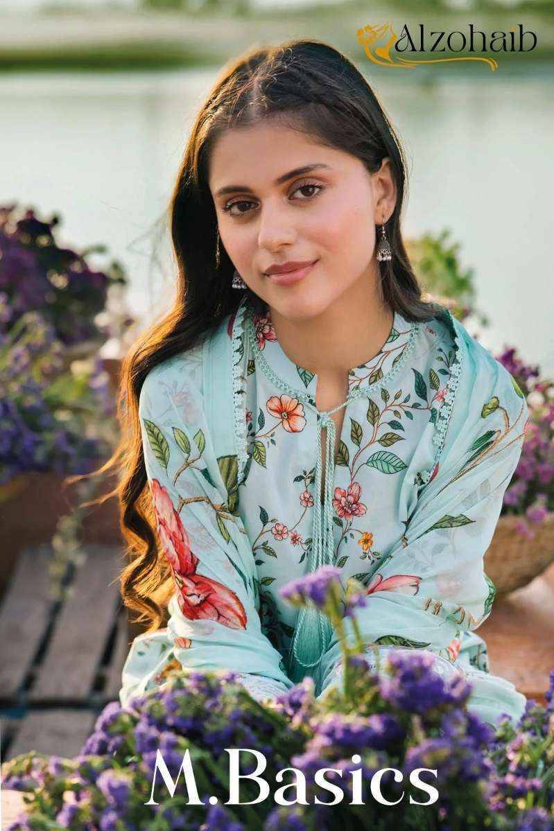 M.Basics By Alzohaib 1052 To 1053 Series Wholesale Designer Pakistani Suits Collection Beautiful Stylish Fancy Colorful Party Wear & Occasional Wear Pure Cotton Print Dresses At Wholesale Price