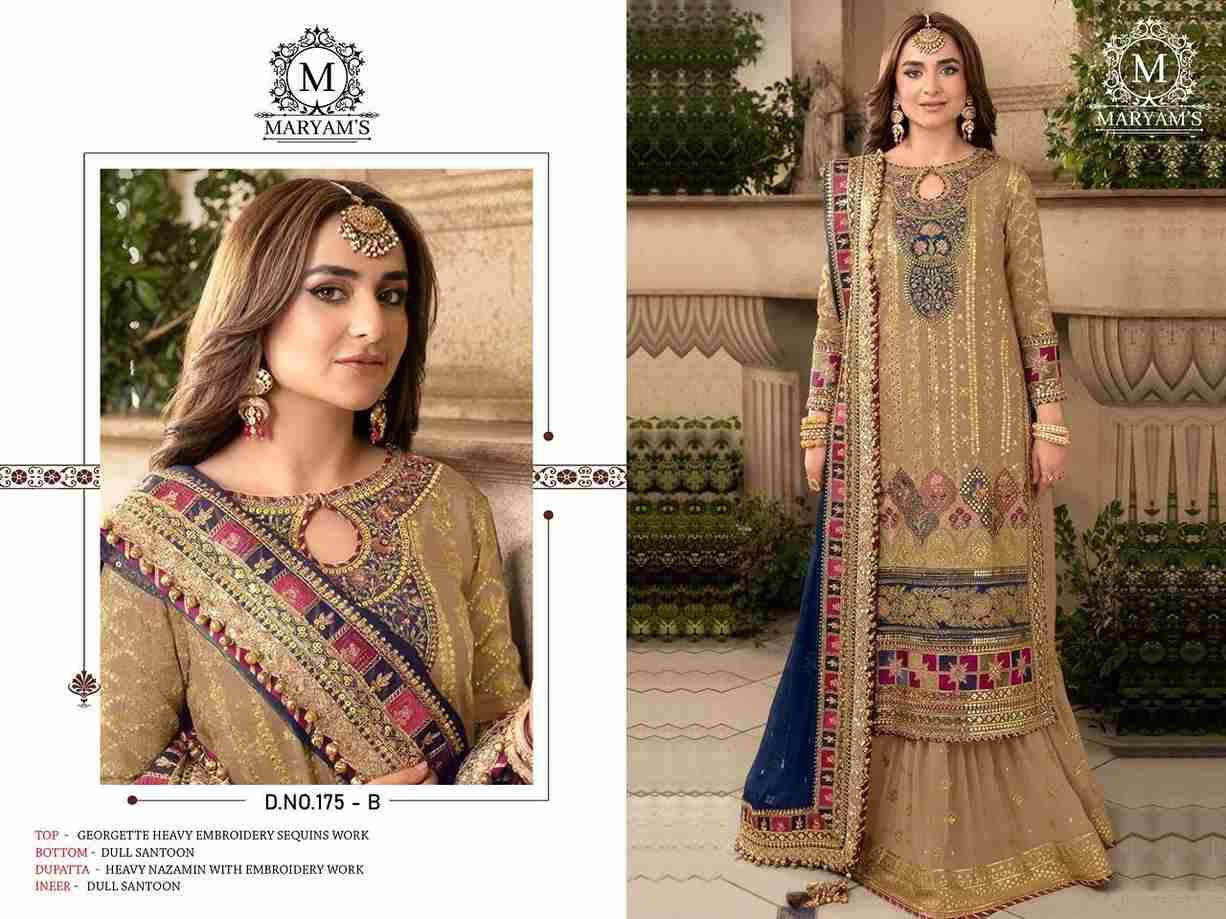 Maryams 175 Colours By Maryams 175-A To 175-D Series Pakistani Suits Beautiful Fancy Colorful Stylish Party Wear & Occasional Wear Georgette Embroidery Dresses At Wholesale Price