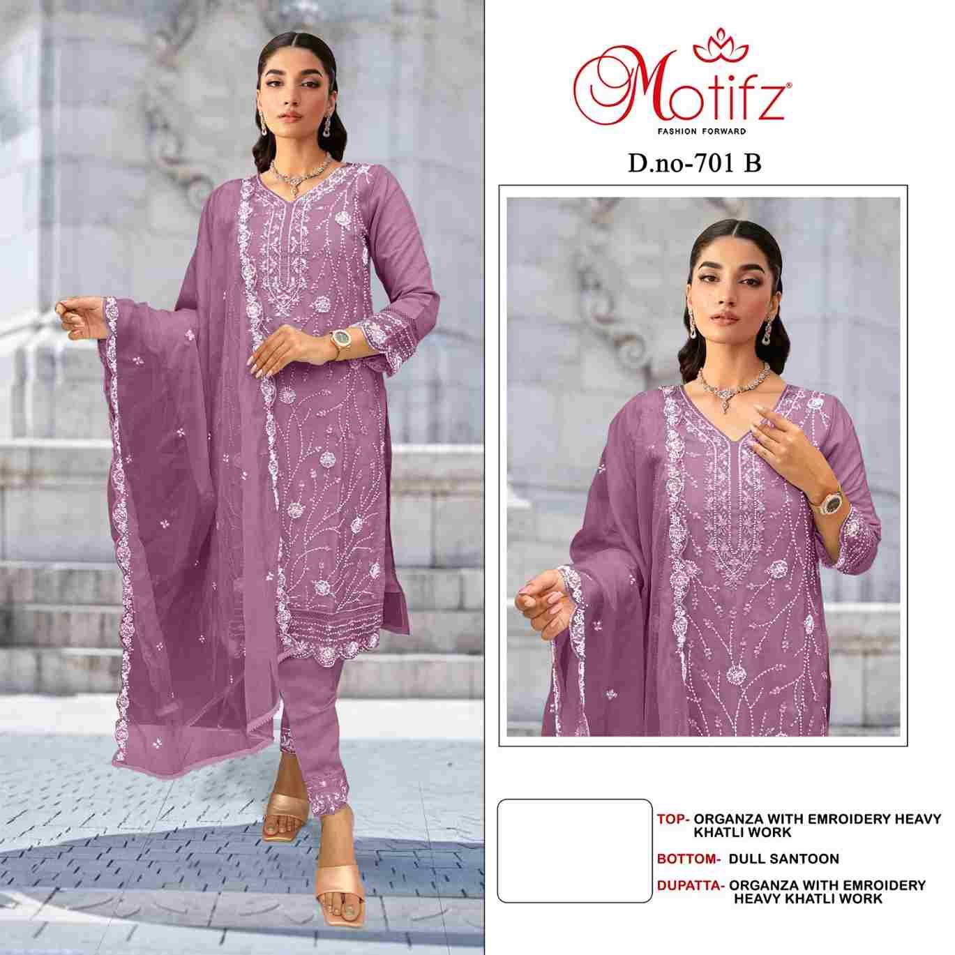 Motifz Hit Design 701 Colours By Motifz 701-A To 701-D Series Beautiful Pakistani Suits Colorful Stylish Fancy Casual Wear & Ethnic Wear Organza Dresses At Wholesale Price