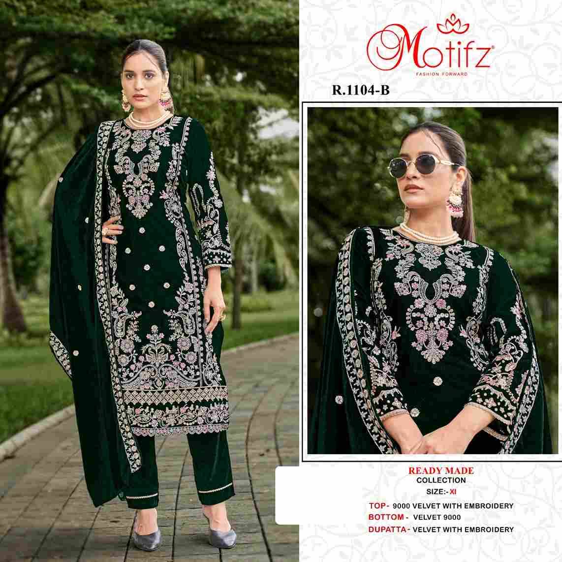 Motifz Hit Design 1104 Colours By Motifz 1104-A To 1104-D Series Beautiful Pakistani Suits Colorful Stylish Fancy Casual Wear & Ethnic Wear Velvet Dresses At Wholesale Price