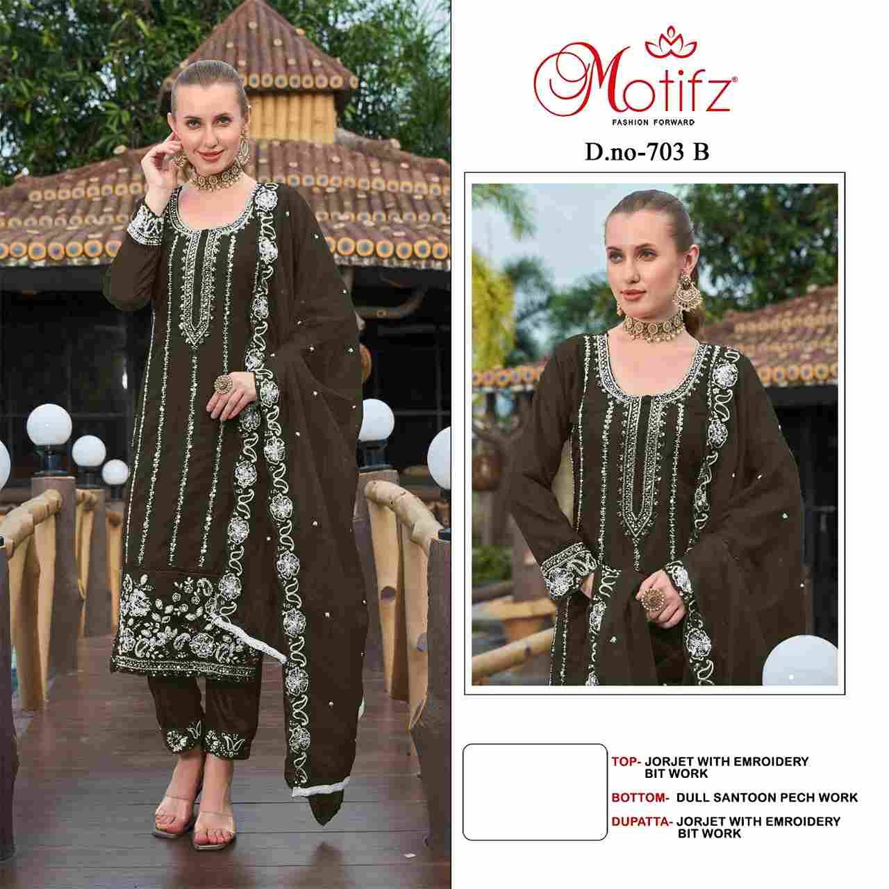 Motifz Hit Design 703 Colours By Motifz 703-A To 703-D Series Beautiful Pakistani Suits Colorful Stylish Fancy Casual Wear & Ethnic Wear Georgette Dresses At Wholesale Price