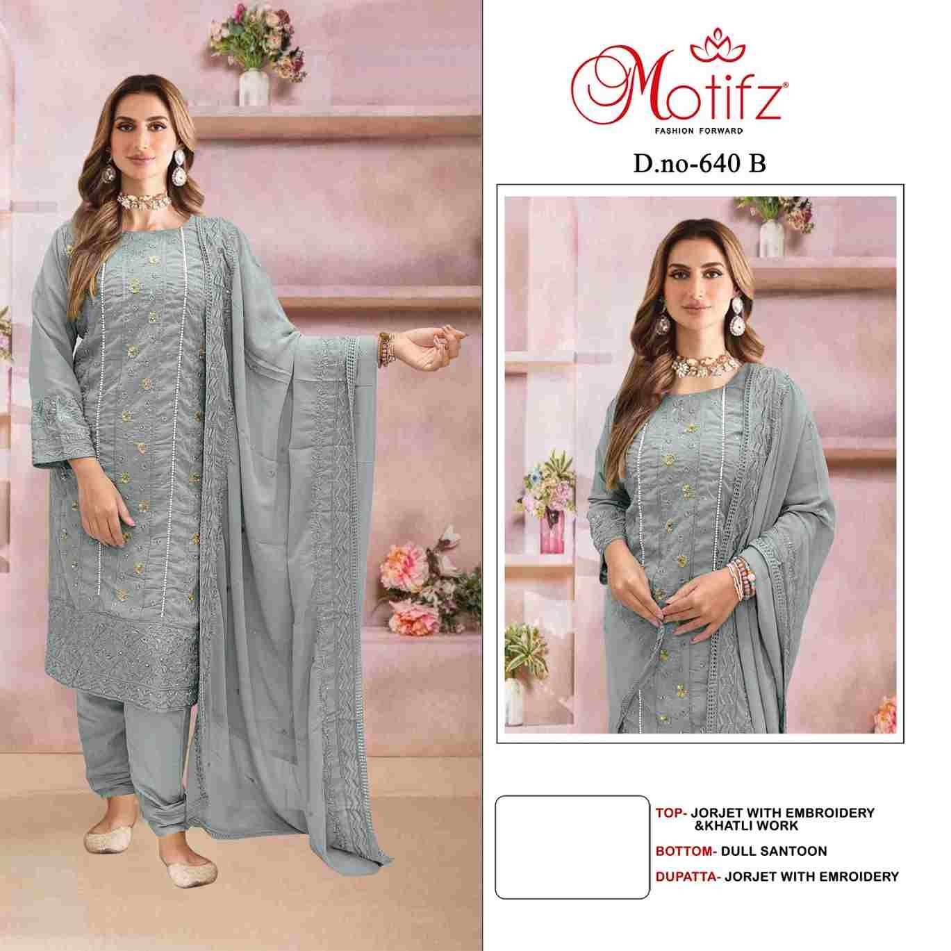 Motifz Hit Design 640 By Motifz 640-A To 640-D Series Beautiful Pakistani Suits Colorful Stylish Fancy Casual Wear & Ethnic Wear Georgette Dresses At Wholesale Price