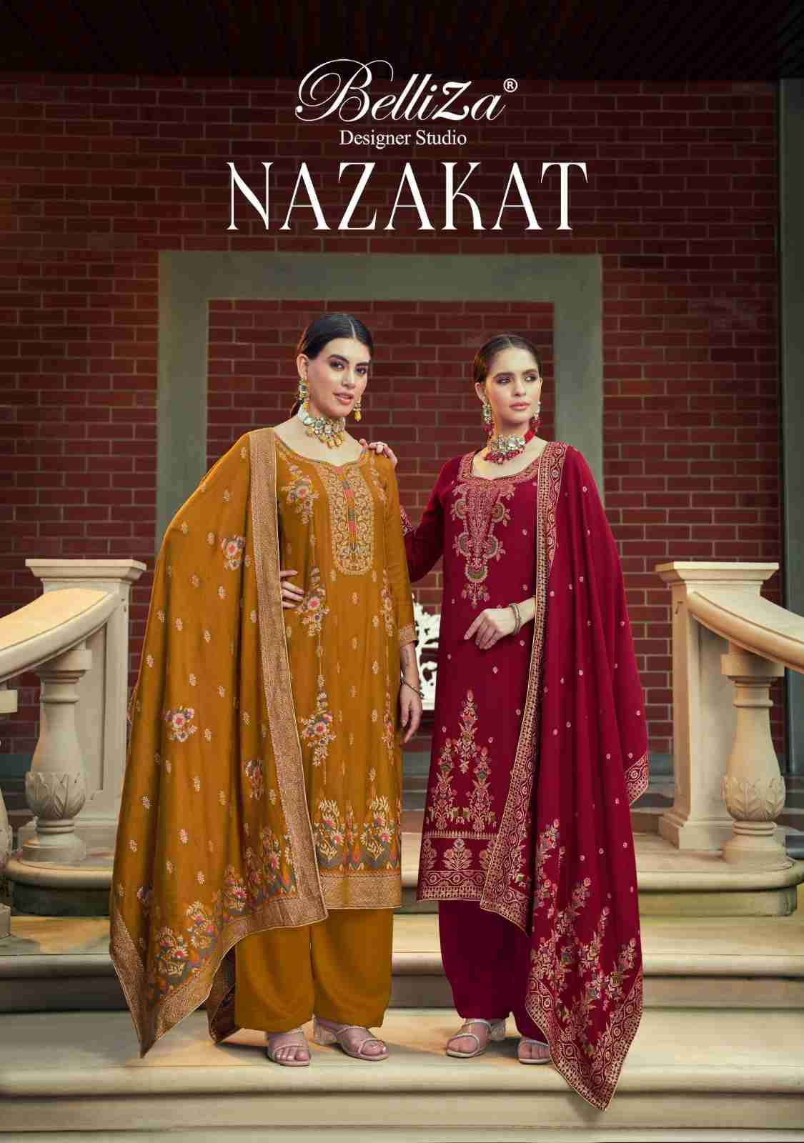 Nazakat By Belliza 976-001 To 976-006 Series Beautiful Stylish Festive Suits Fancy Colorful Casual Wear & Ethnic Wear & Ready To Wear Pure Viscose Pashmina Jacquard Dresses At Wholesale Price