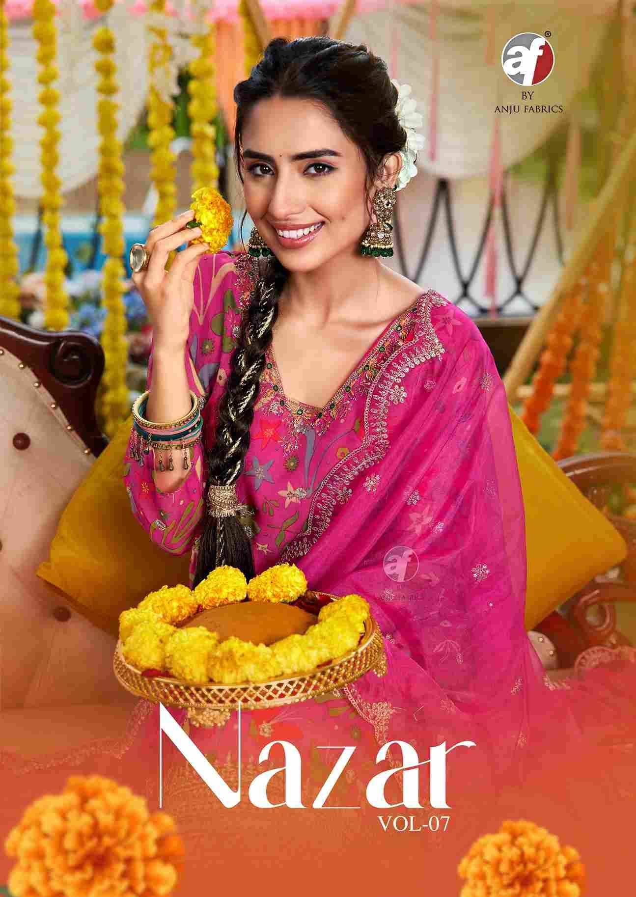 Nazar Vol-7 By Anju Fabrics 4051 To 4056 Series Beautiful Stylish Festive Suits Fancy Colorful Casual Wear & Ethnic Wear & Ready To Wear Pure Organza Dresses At Wholesale Price