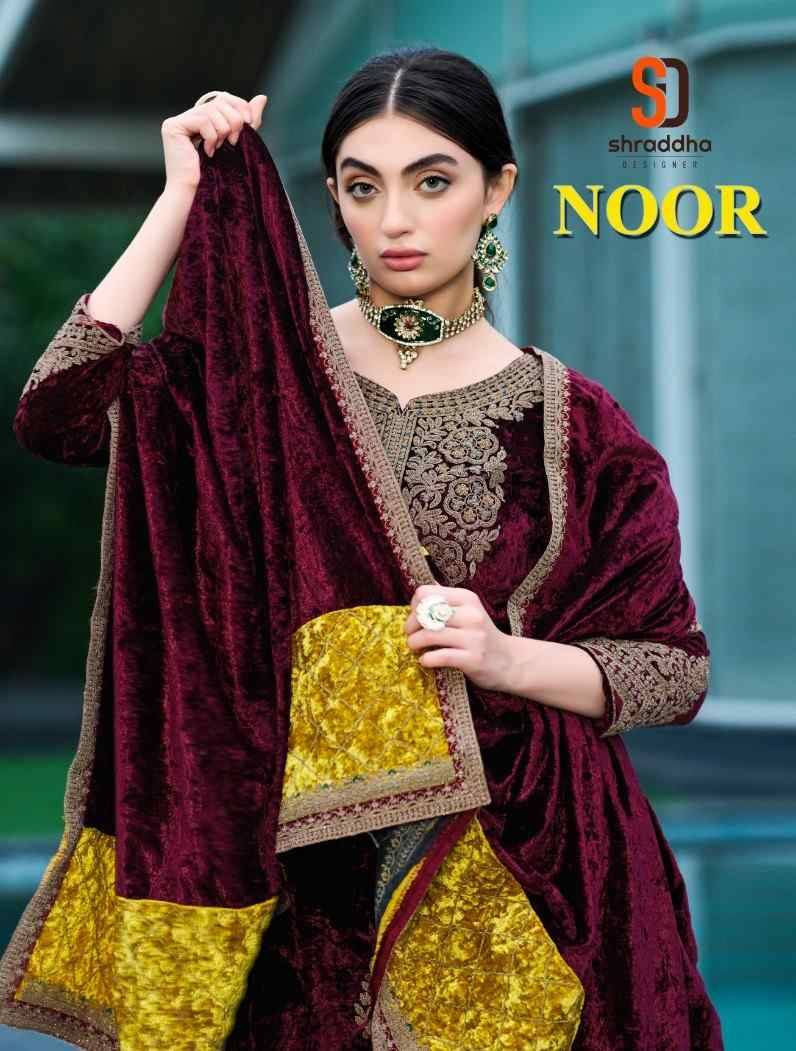 Noor By Shraddha Designer 1001 To 1004 Series Beautiful Pakistani Suits Colorful Stylish Fancy Casual Wear & Ethnic Wear Pure Velvet Dresses At Wholesale Price