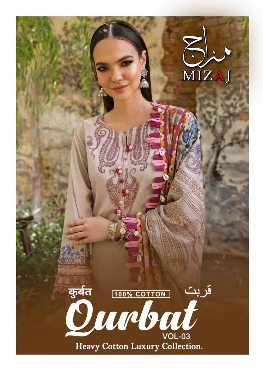 Qurbat Vol-3 By Miraj 3001 To 3006 Series Beautiful Suits Colorful Stylish Fancy Casual Wear & Ethnic Wear Premium Cotton Print Dresses At Wholesale Price