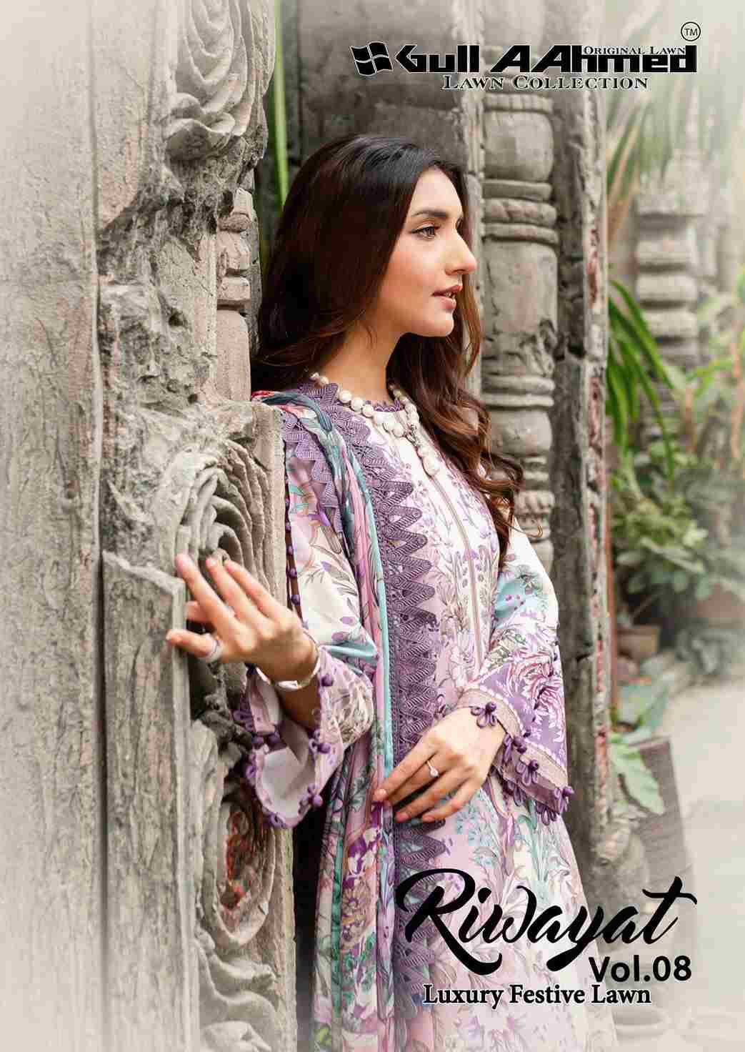 Riwayat Vol-8 By Gull Aahmed 8001 To 8006 Series Beautiful Festive Suits Stylish Fancy Colorful Casual Wear & Ethnic Wear Pure Lawn Embroidered Dresses At Wholesale Price