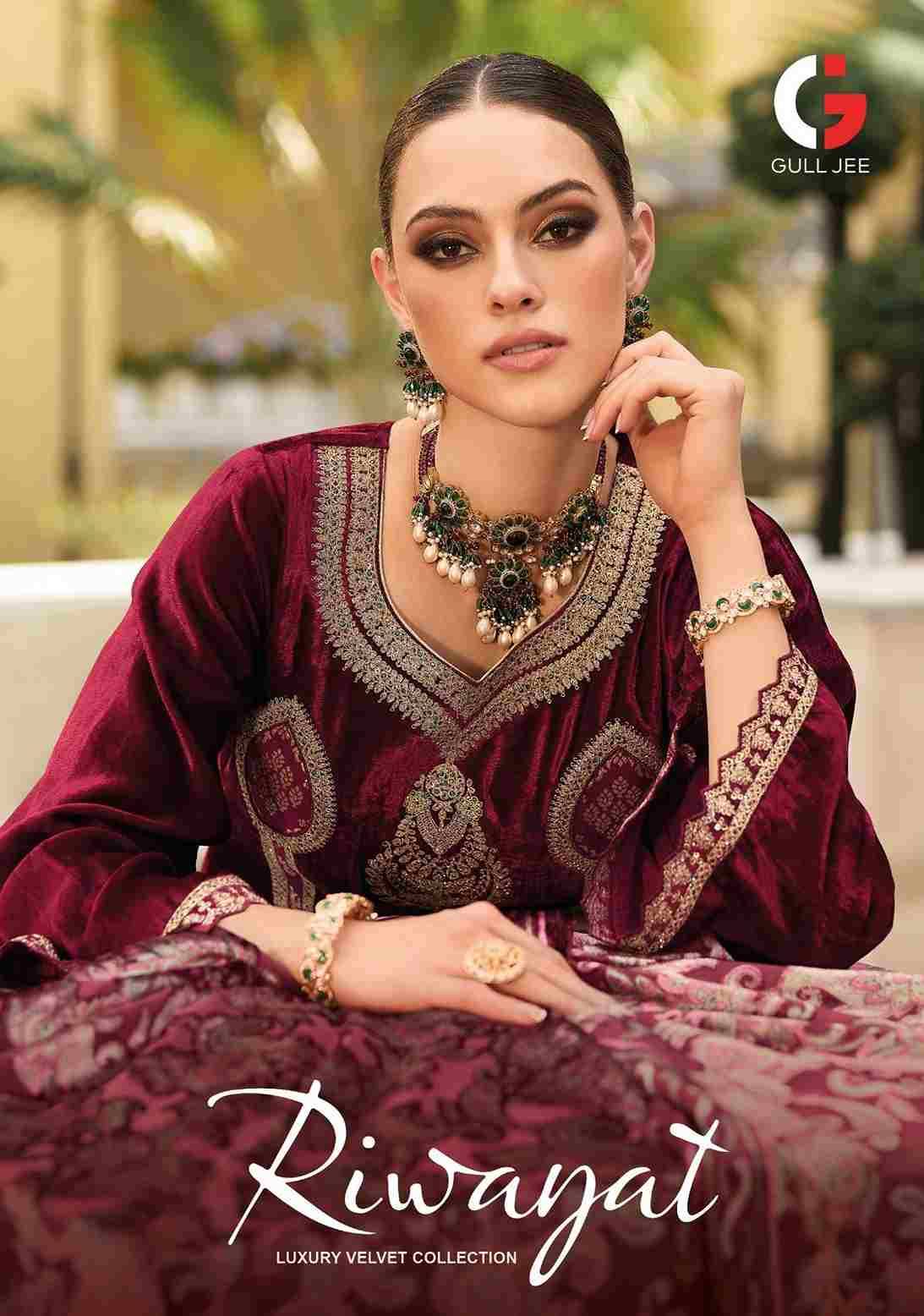 Riwayat By Gull Jee 1001 To 1006 Series Beautiful Festive Suits Colorful Stylish Fancy Casual Wear & Ethnic Wear Viscose Velvet Embroidered Dresses At Wholesale Price