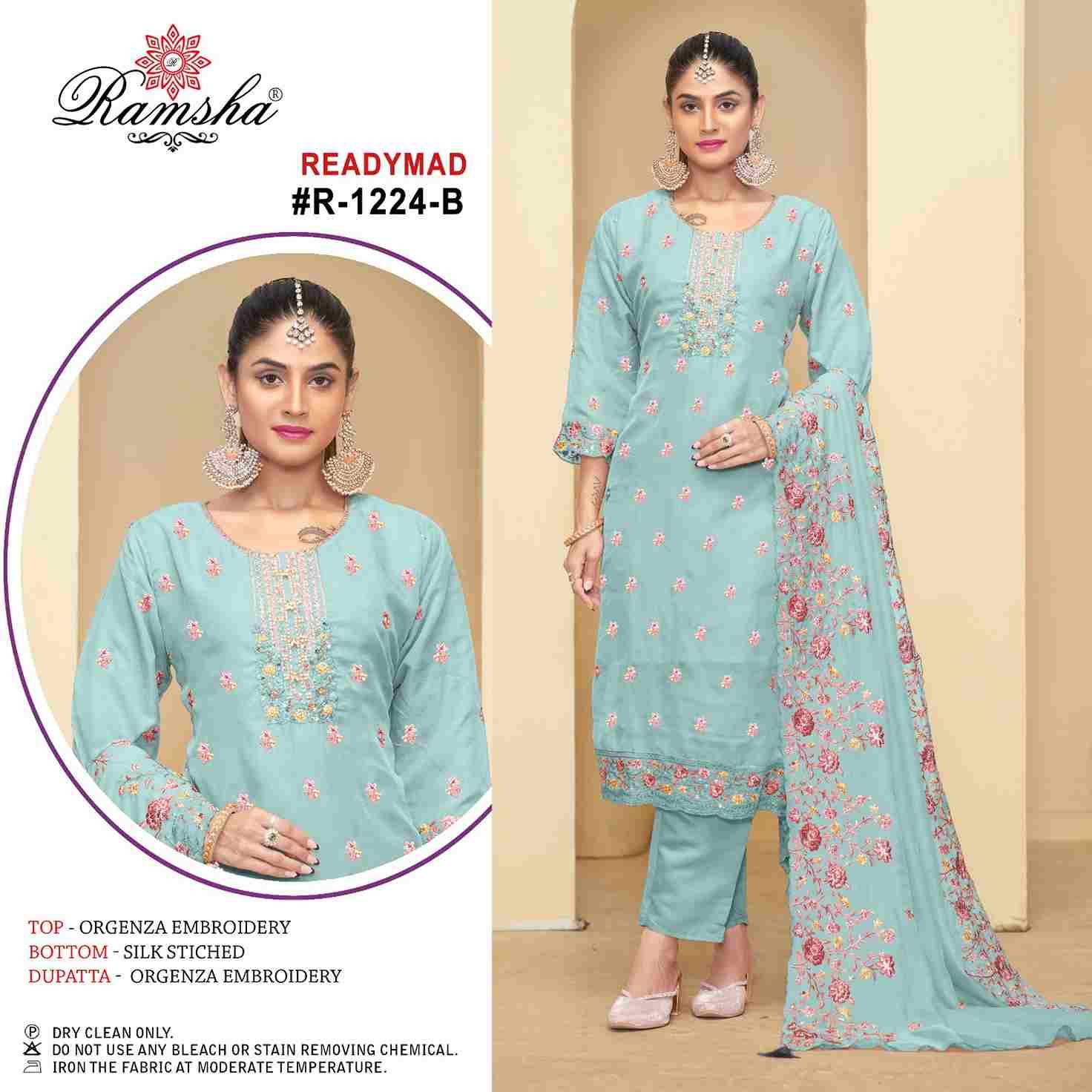 Ramsha 1224 Colours By Ramsha 1224-A To 1224-D Series Beautiful Pakistani Suits Colorful Stylish Fancy Casual Wear & Ethnic Wear Organza Dresses At Wholesale Price