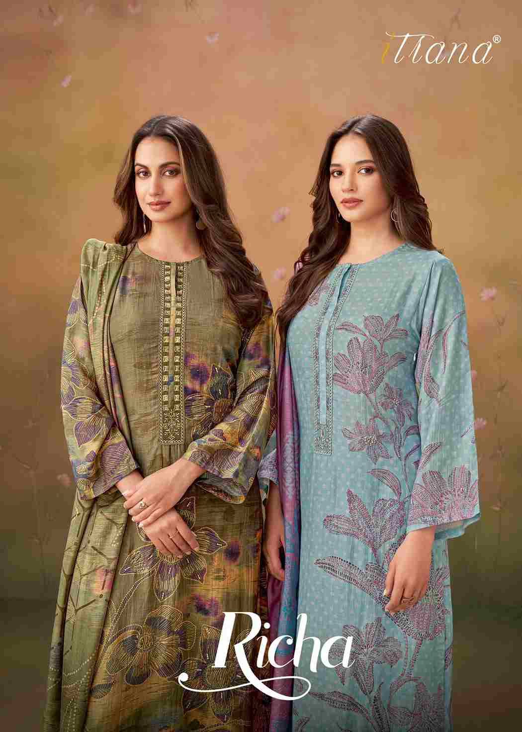 Richa By Itrana Beautiful Festive Suits Colorful Stylish Fancy Casual Wear & Ethnic Wear Muslin Dresses At Wholesale Price