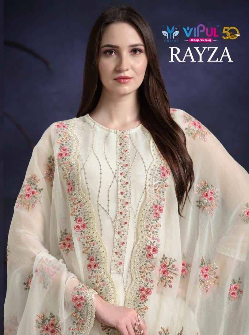 Rayza By Vipul Fashion 6041 To 6046 Series Designer Festive Suits Beautiful Fancy Stylish Colorful Party Wear & Occasional Wear Organza Chiffon Embroidered Dresses At Wholesale Price