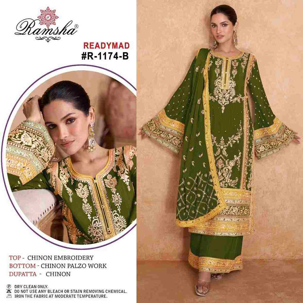 Ramsha 1174 Colours By Ramsha 1174-A To 1174-D Series Beautiful Pakistani Suits Colorful Stylish Fancy Casual Wear & Ethnic Wear Chinnon Dresses At Wholesale Price