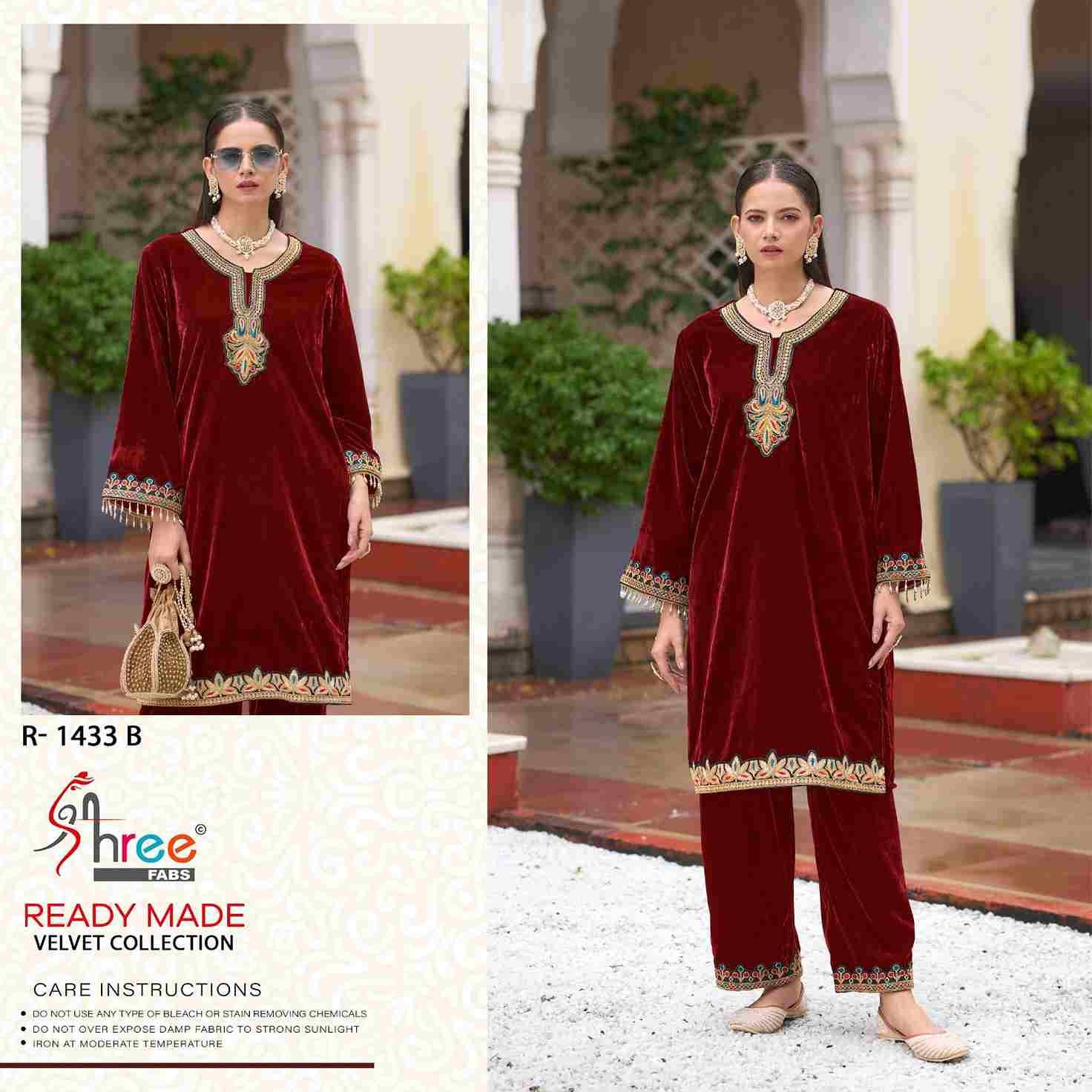 Shree Fabs Hit Design R-1433 Colours By Shree Fabs R-1433-A To R-1433-D Series Designer Pakistani Suits Collection Beautiful Stylish Fancy Colorful Party Wear & Occasional Wear Viscose Velvet Kurtis With Bottom At Wholesale Price