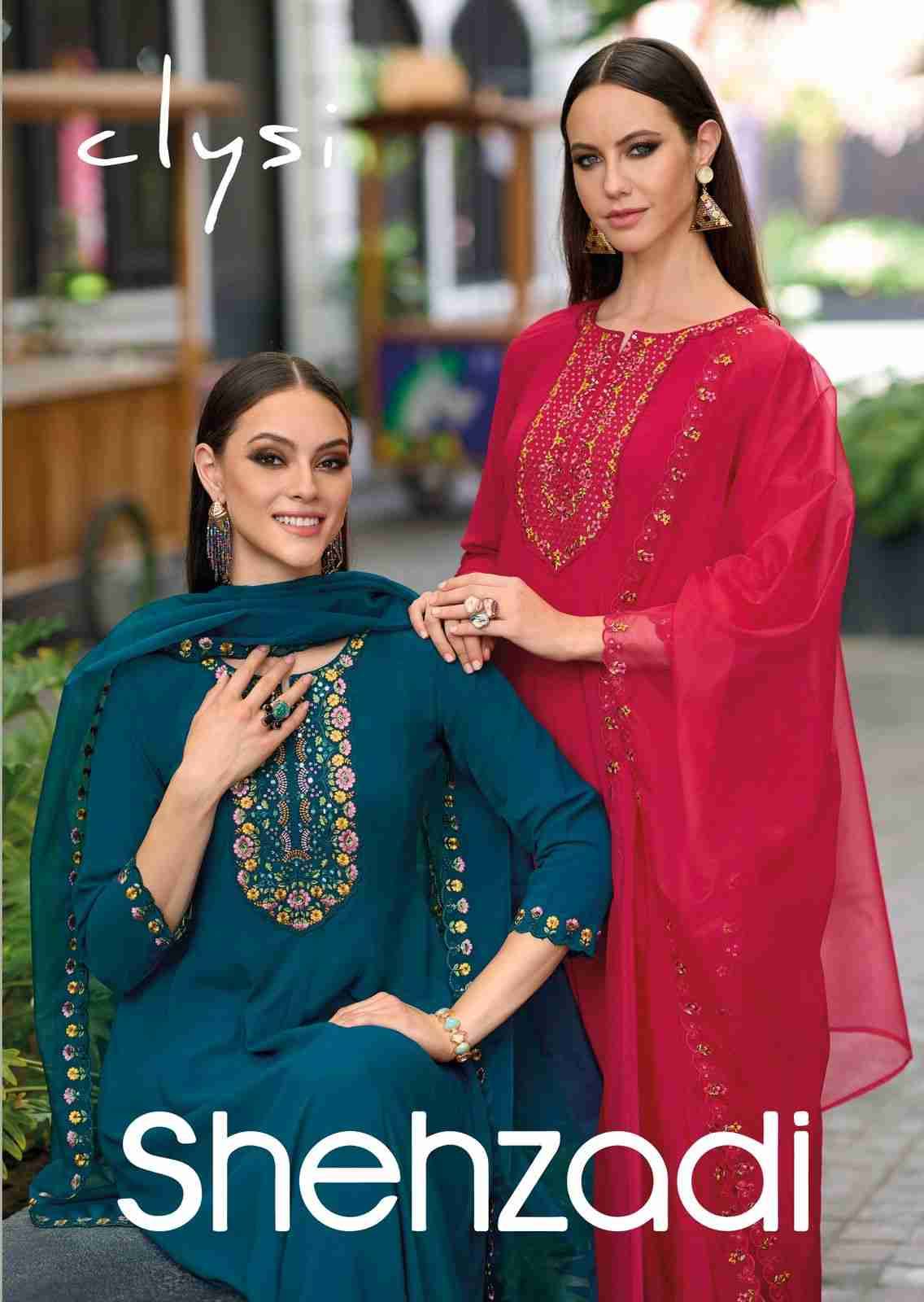 Shehzadi By Clysi 1001 To 1004 Series Beautiful Festive Suits Colorful Stylish Fancy Casual Wear & Ethnic Wear Viscose With Work Dresses At Wholesale Price