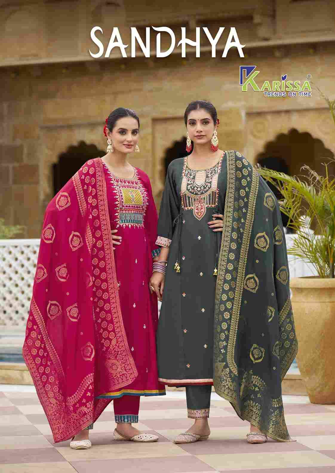 Sandhya By Karissa 1001 To 1004 Series Beautiful Festive Suits Colorful Stylish Fancy Casual Wear & Ethnic Wear Viscose Silk Dresses At Wholesale Price