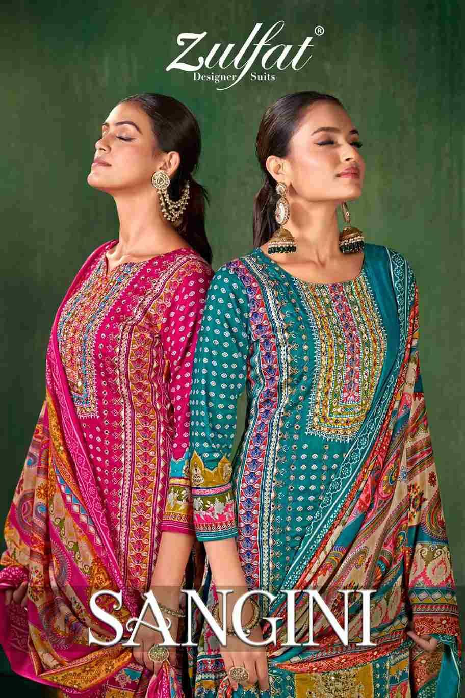 Sangini By Zulfat 586-001 To 586-006 Series Beautiful Festive Suits Colorful Stylish Fancy Casual Wear & Ethnic Wear Pure Jam Cotton Print With Embroidered Dresses At Wholesale Price