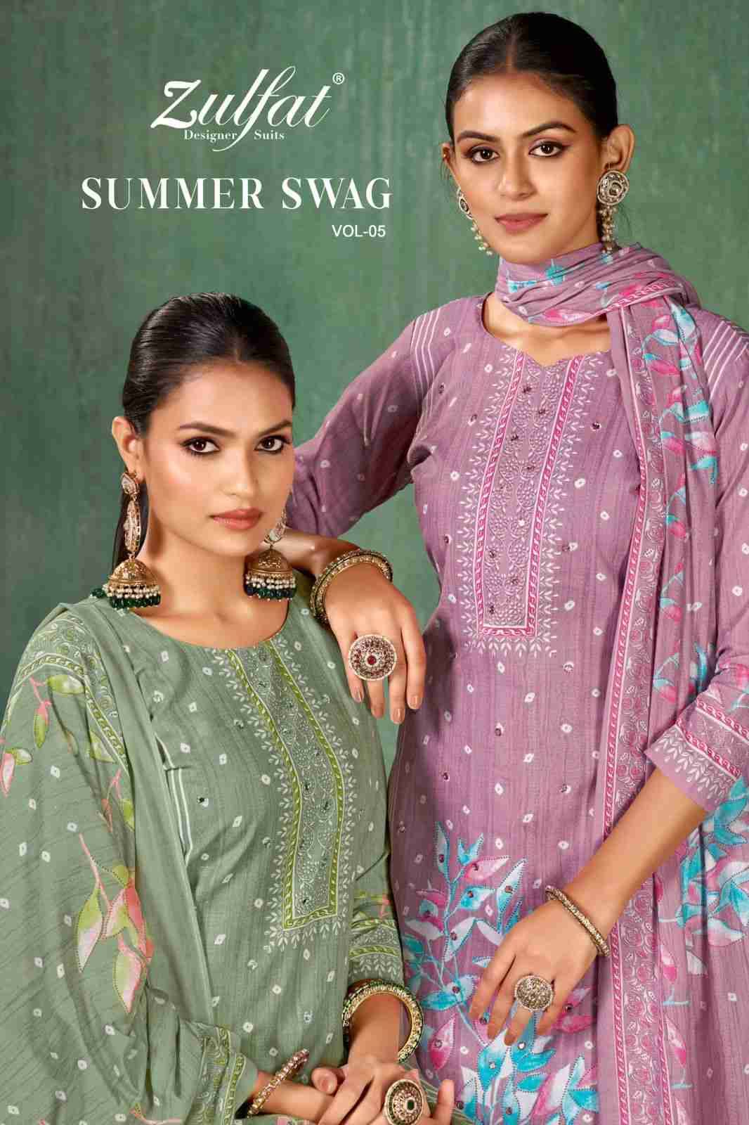 Summer Swag Vol-5 By Zulfat 585-001 To 585-006 Series Beautiful Festive Suits Stylish Fancy Colorful Casual Wear & Ethnic Wear Pure Cotton Print Dresses At Wholesale Price