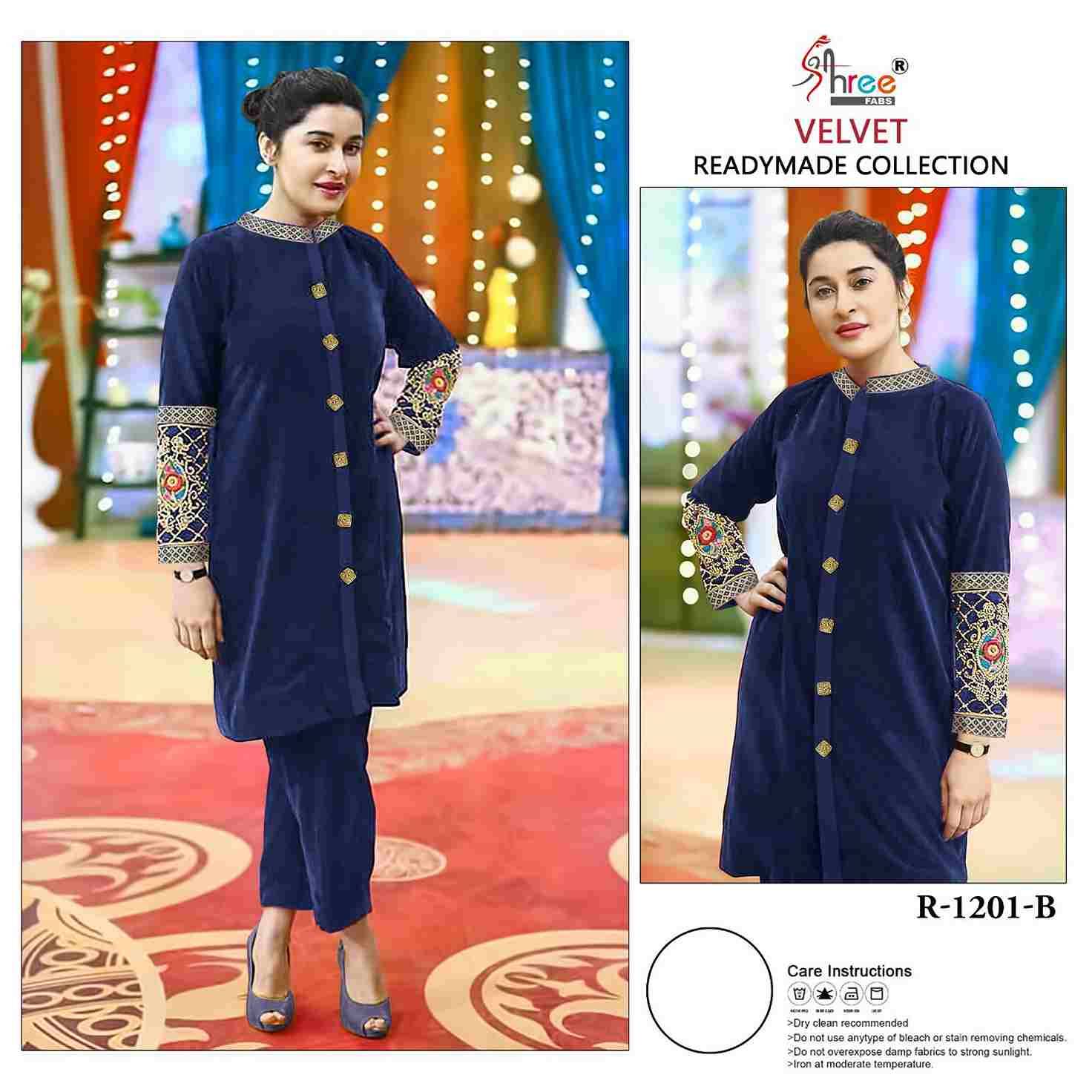 Shree Fabs Hit Design R-1201 Colours By Shree Fabs R-1201-A To R-1201-C Series Pakistani Kurtis Beautiful Fancy Colorful Stylish Party Wear & Occasional Wear Velvet Kurtis With Bottom Dresses At Wholesale Price