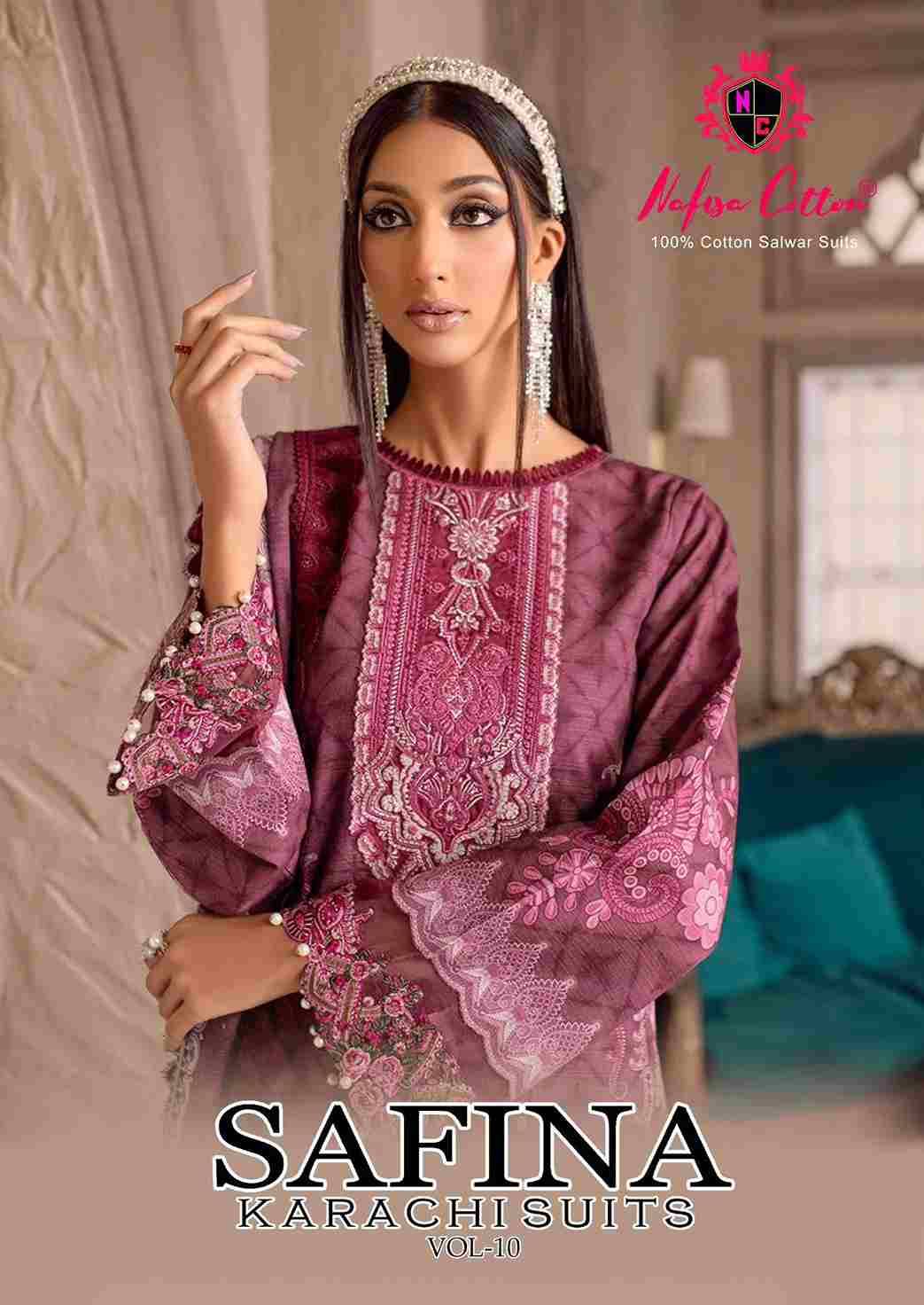 Safina Vol-10 By Nafisa Cotton 10001 To 10006 Series Beautiful Festive Suits Colorful Stylish Fancy Casual Wear & Ethnic Wear Pure Cotton Embroidered Dresses At Wholesale Price