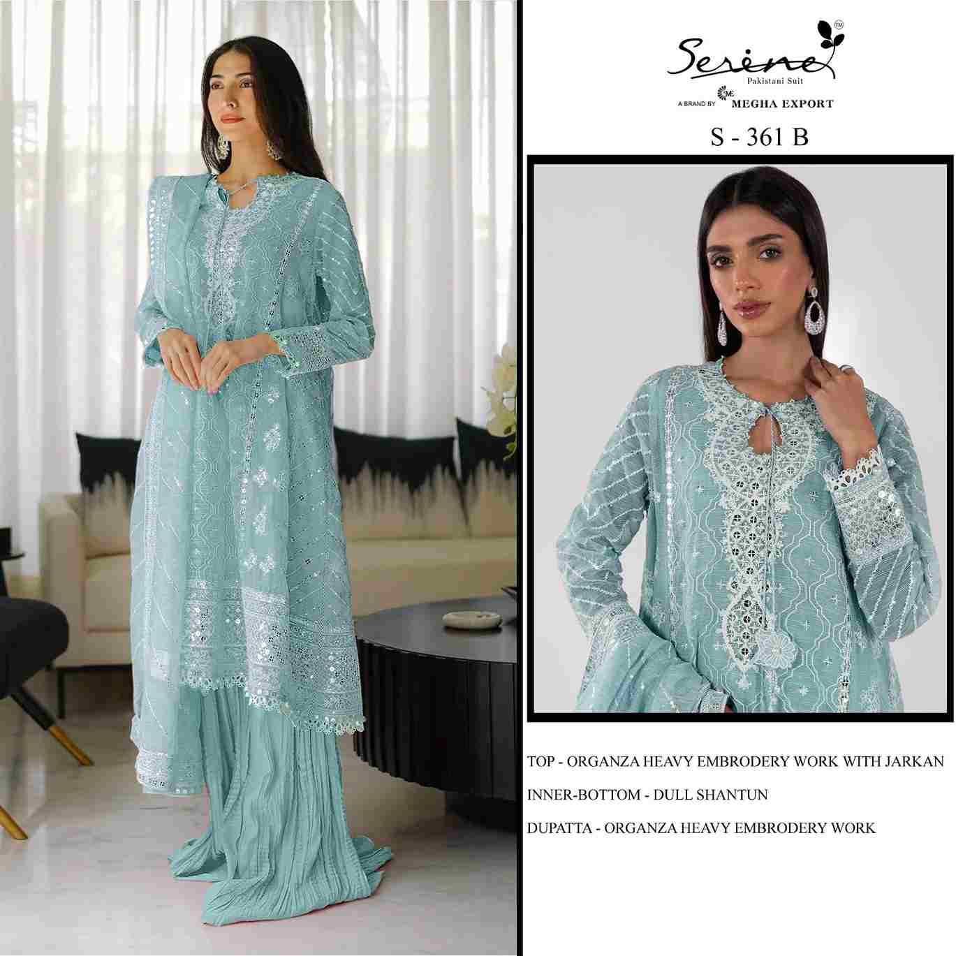 Serene Hit Design S-361 Colours By Serene S-361-A To S-361-D Series Designer Pakistani Suits Beautiful Fancy Colorful Stylish Party Wear & Occasional Wear Organza Embroidered Dresses At Wholesale Price