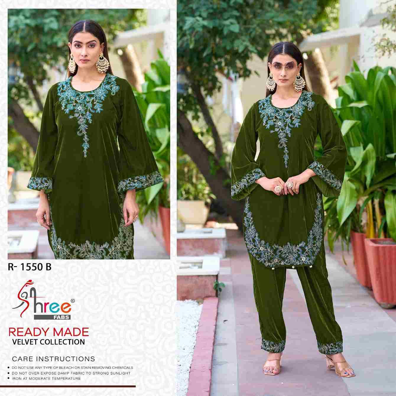 Shree Fabs Hit Design R-1550 Colours By Shree Fabs R-1550-A To R-1550-D Series Wholesale Designer Pakistani Suits Collection Beautiful Stylish Fancy Colorful Party Wear & Occasional Wear Velvet Kurtis With Bottom At Wholesale Price
