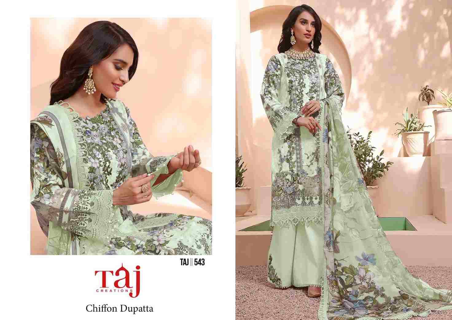 Taj Hit Design 543 By Taj Creation Beautiful Pakistani Suits Colorful Stylish Fancy Casual Wear & Ethnic Wear Pure Cotton Print With Embroidered Dresses At Wholesale Price