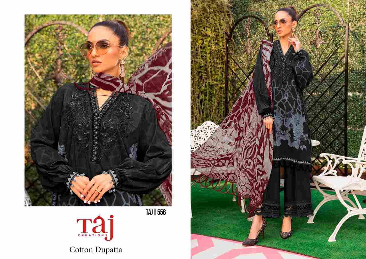 Taj 555 Series By Taj Creation 555 To 556 Series Beautiful Pakistani Suits Colorful Stylish Fancy Casual Wear & Ethnic Wear Pure Cotton Print With Embroidered Dresses At Wholesale Price