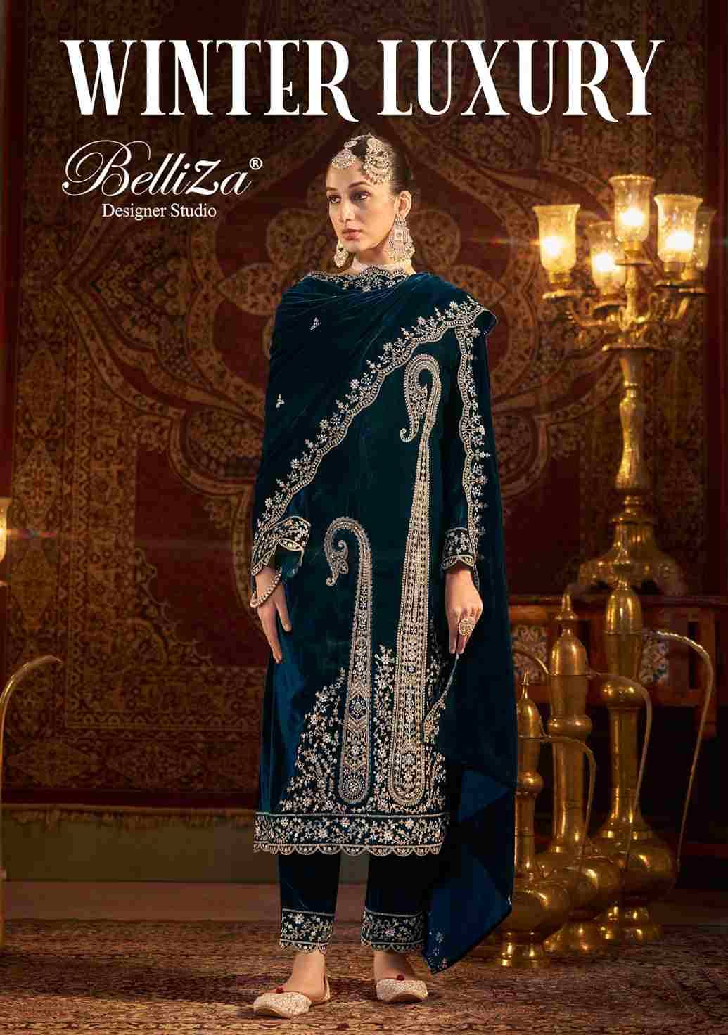 Winter Luxury By Belliza 977-001 To 977-006 Series Beautiful Stylish Festive Suits Fancy Colorful Casual Wear & Ethnic Wear & Ready To Wear Pure Velvet Embroidered Dresses At Wholesale Price