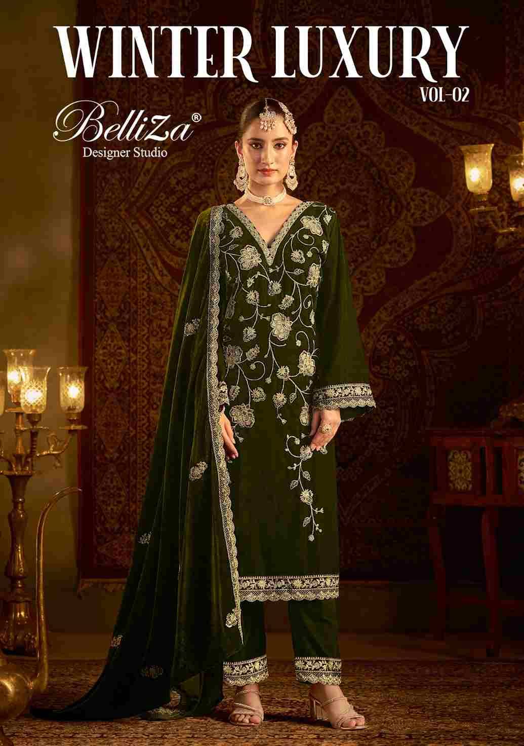 Winter Luxury Vol-2 By Belliza 991-001 To 991-004 Series Beautiful Stylish Festive Suits Fancy Colorful Casual Wear & Ethnic Wear & Ready To Wear Pure Velvet Embroidered Dresses At Wholesale Price