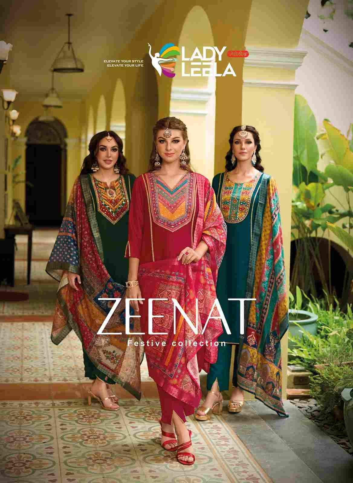 Zeenat By Lady Leela 1421 To 1426 Series Designer Festive Suits Collection Beautiful Stylish Fancy Colorful Party Wear & Occasional Wear Vichitra Dresses At Wholesale Price