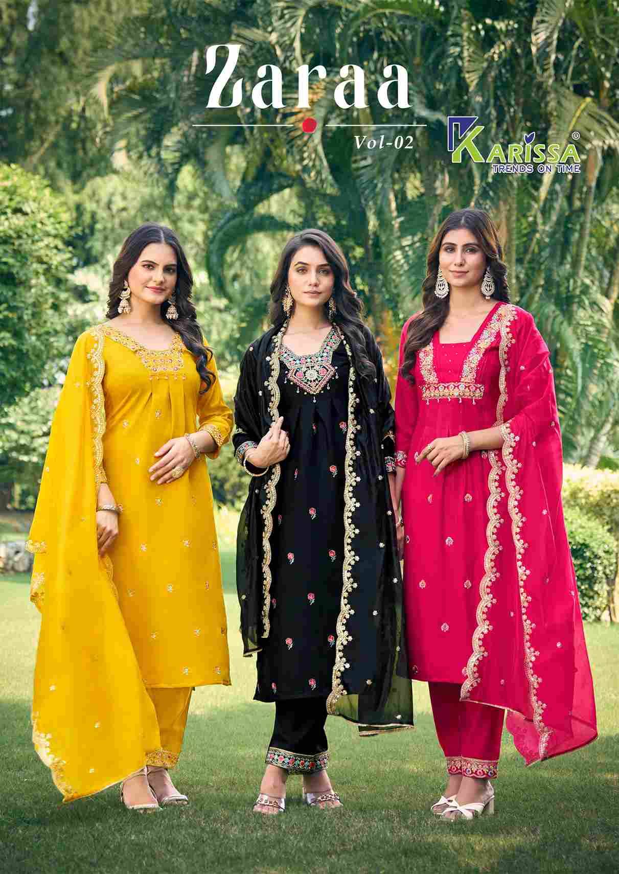 Zaraa Vol-2 By Karissa 2001 To 2004 Series Beautiful Festive Suits Colorful Stylish Fancy Casual Wear & Ethnic Wear Viscose Silk Dresses At Wholesale Price