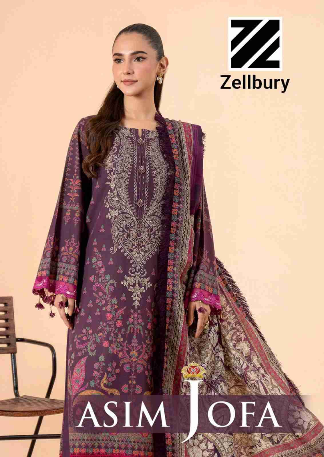 Asim Jofa By Zellbury 1001 To 1006 Series Beautiful Stylish Festive Suits Fancy Colorful Casual Wear & Ethnic Wear & Ready To Wear Heavy Cotton Print Dresses At Wholesale Price