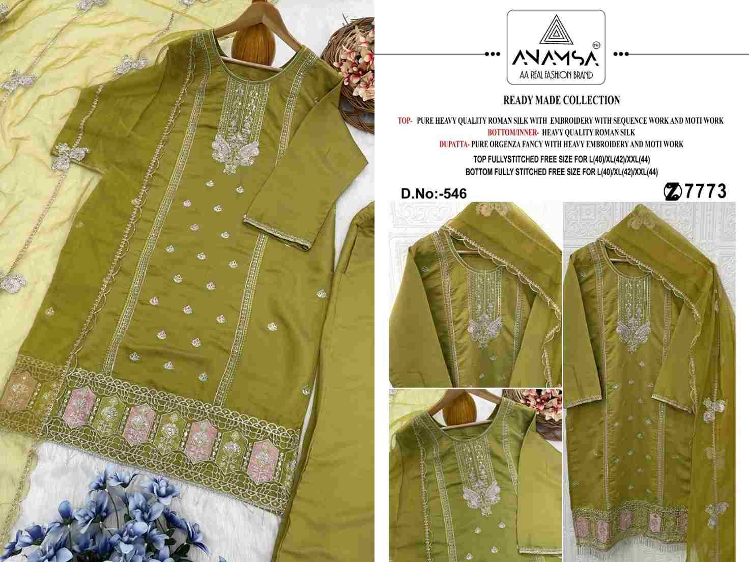 Anamsa Hit Design 546 By Fashid Wholesale Beautiful Pakistani Suits Colorful Stylish Fancy Casual Wear & Ethnic Wear Pure Roman Silk Embroidered Dresses At Wholesale Price