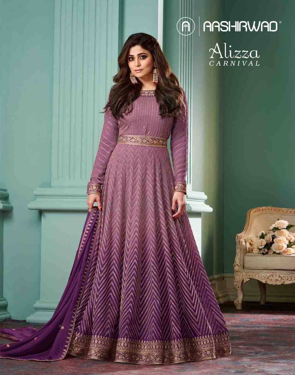 Alizza Carnival By Aashirwad Creation 10132 To 10135 Series Beautiful Stylish Anarkali Suits Fancy Colorful Casual Wear & Ethnic Wear & Ready To Wear Real Georgette Dresses At Wholesale Price