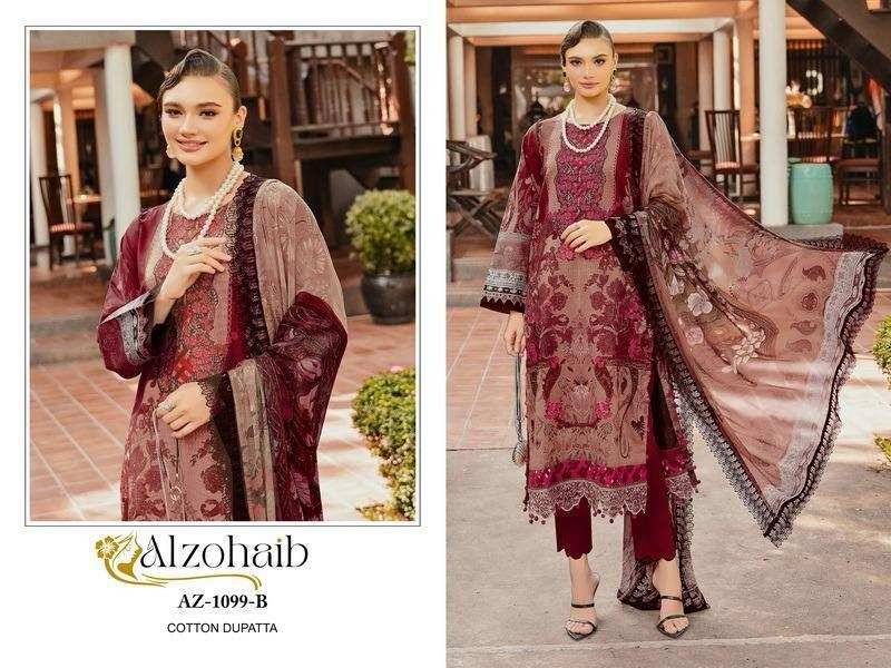 Alzohaib-1099 Colours By Alzohaib 1099-A To 1099-C Series Wholesale Designer Pakistani Suits Collection Beautiful Stylish Fancy Colorful Party Wear & Occasional Wear Pure Cotton Dresses At Wholesale Price