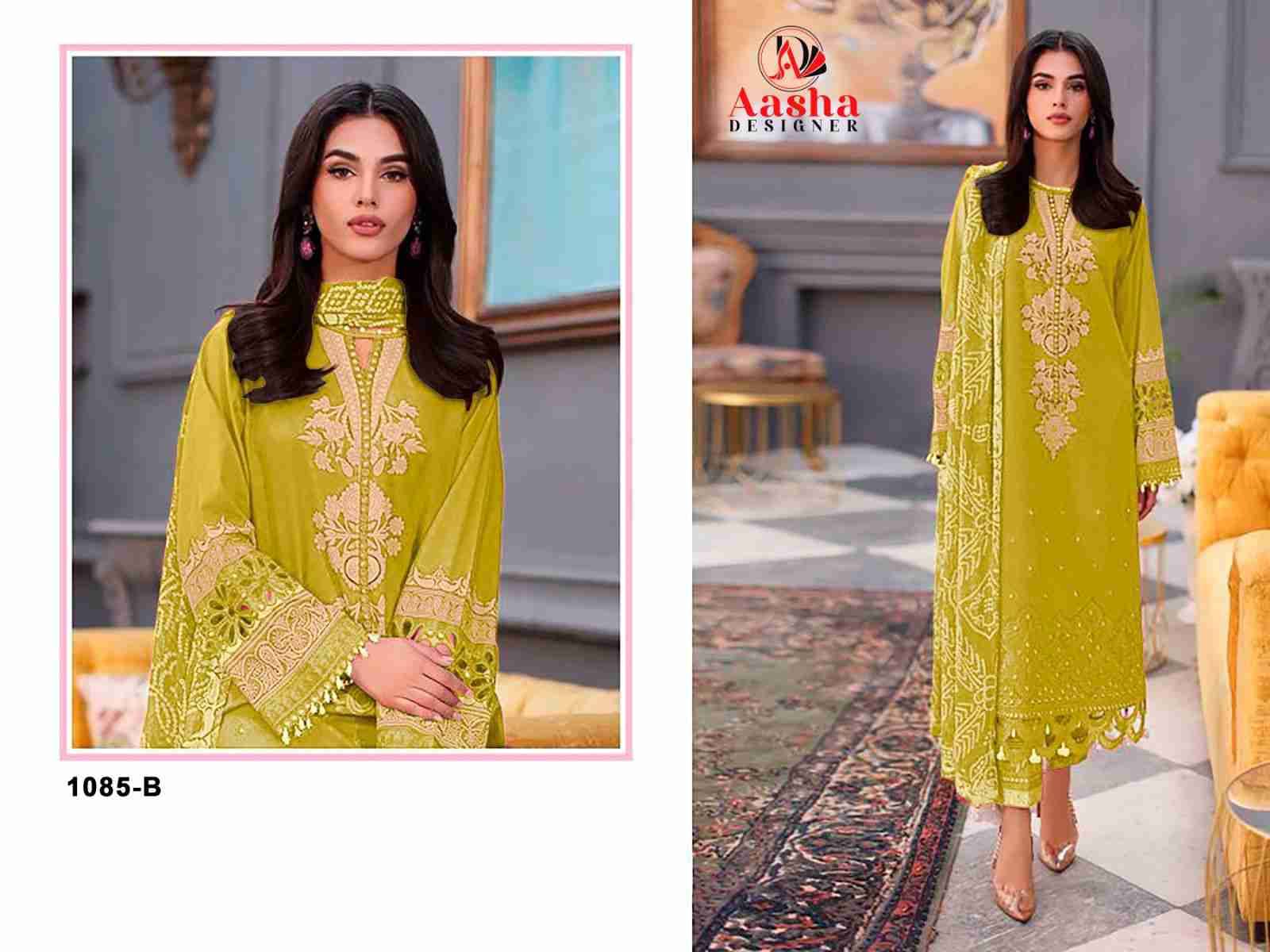 Aasha 1085 Colours By Aasha Designer 1085-A To 1085-B Series Pakistani Suits Beautiful Fancy Colorful Stylish Party Wear & Occasional Wear Pure Cotton Embroidery Dresses At Wholesale Price