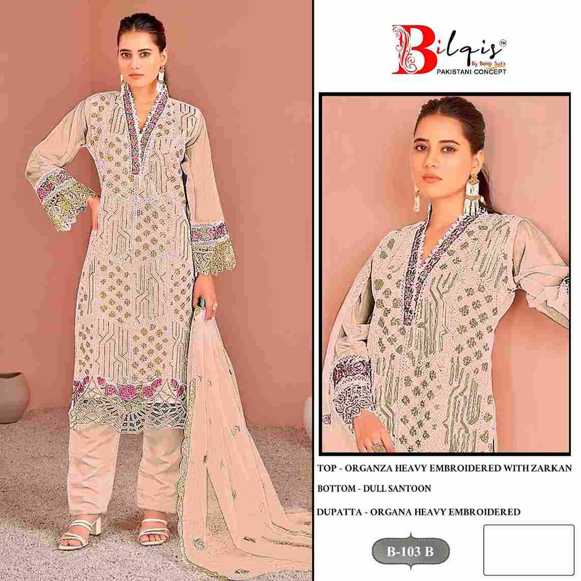 Bilqis 103 Colours By Bilqis 103-A To 103-D Series Beautiful Pakistani Suits Stylish Fancy Colorful Party Wear & Occasional Wear Organza Embroidery Dresses At Wholesale Price