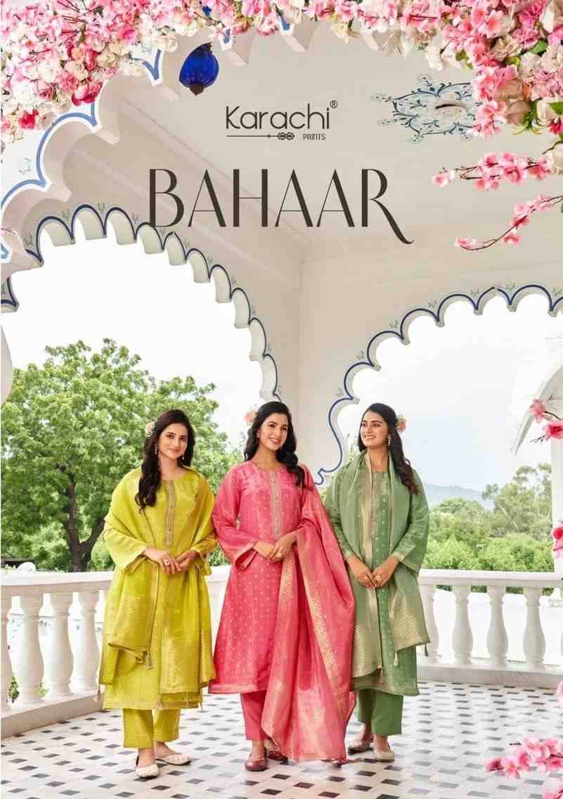 Bahaar By Karachi Prints 3201 To 3204 Series Festive Suits Beautiful Fancy Colorful Stylish Party Wear & Occasional Wear Pure Silk Jacquard Dresses At Wholesale Price